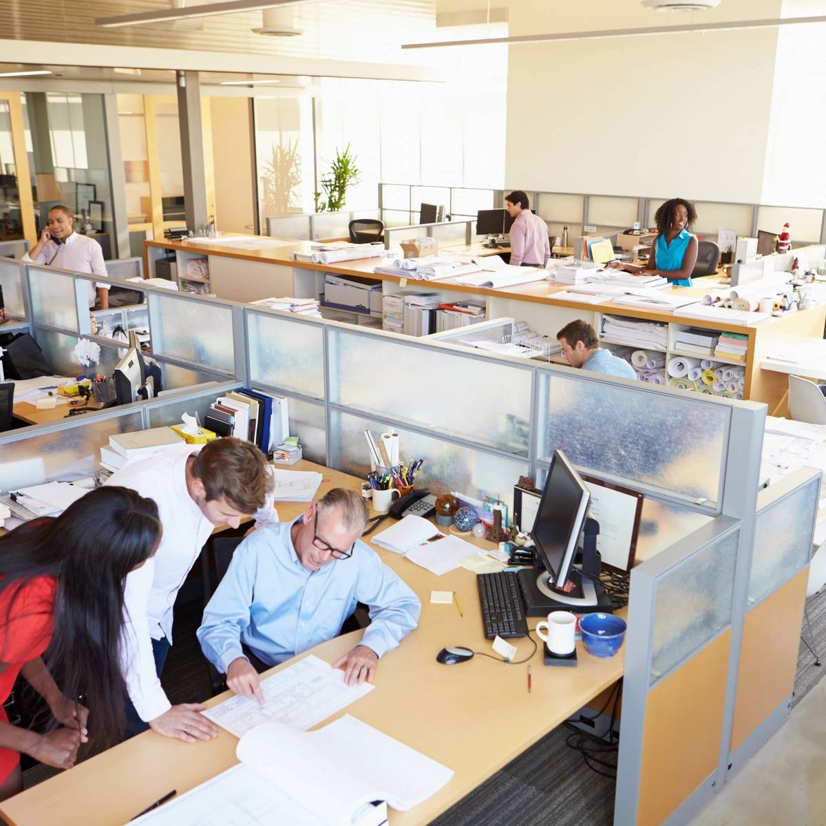 Overhead view of MBC Staffing cubicles